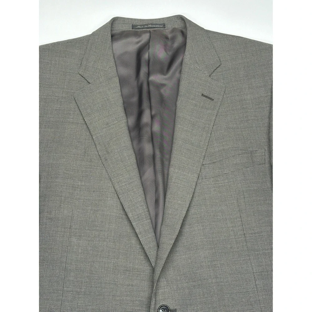 Ermenegildo Zegna Su Misura Mens 100% Wool Blazer Suit Jacket Gray‎ Micro Plaid